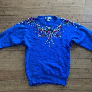 Vibrant Blue Embellished Sweater